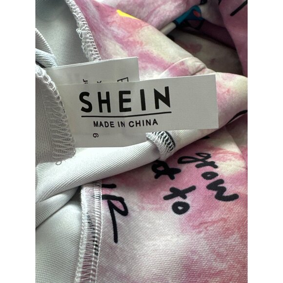 Shein Dinosaur Tie Dye Hoodie Purple Sunshine Faces Fun Kangaroo Pocket Medium - Picture 6 of 7